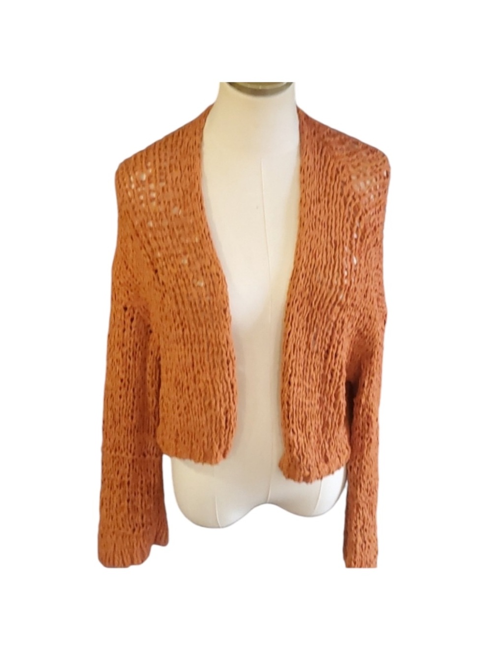 Free people crop orange cardigan sweater size s